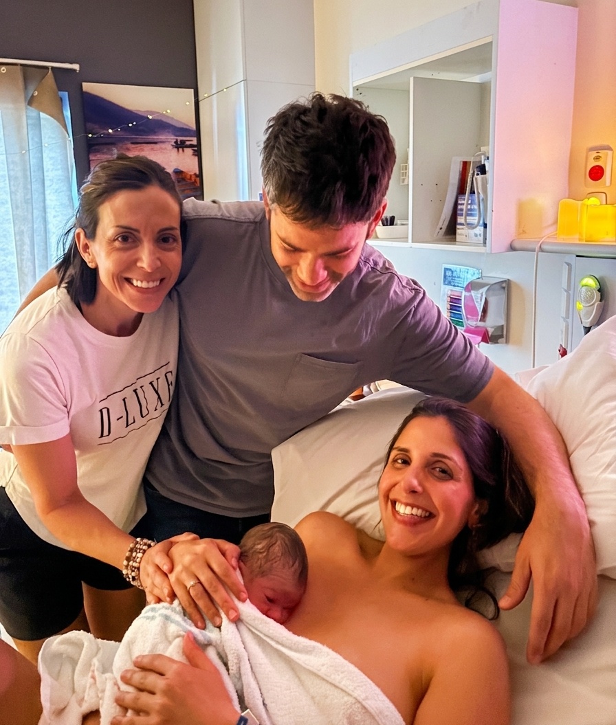 Bianca with a new family moments after birth